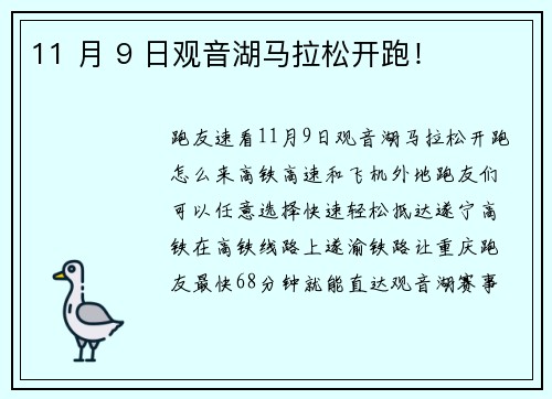 11 月 9 日观音湖马拉松开跑！